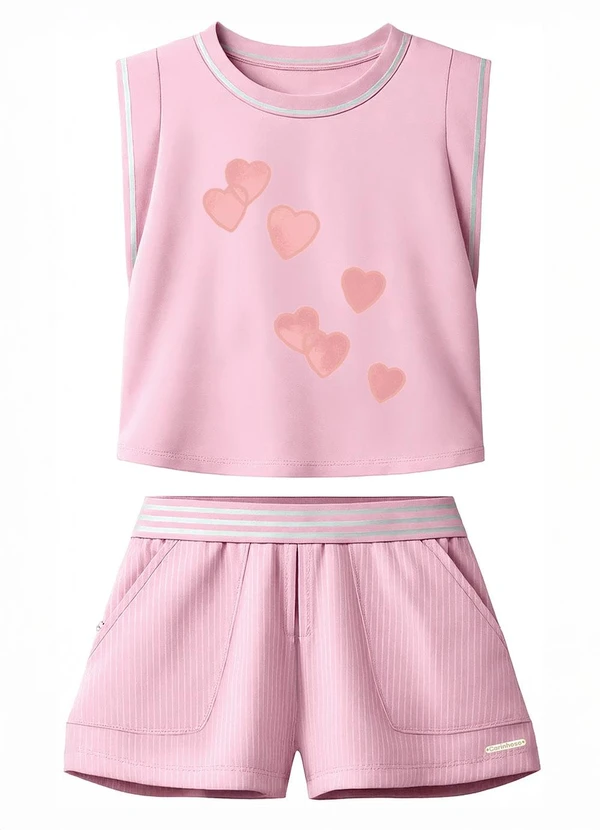 Carinhoso - Conjunto Corações com Glitter Rosa Claro 2