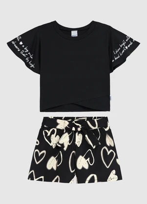 Malwee Kids - Conjunto Corações com Transpasse Preto - MALWEE KIDS