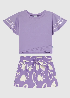 Malwee Kids - Conjunto Corações com Transpasse Roxo - MALWEE KIDS