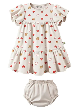 Malwee Kids - Conjunto Corações em Cotton Off White - MALWEE KIDS