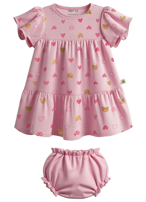 Malwee Kids - Conjunto Corações em Cotton Rosa 2
