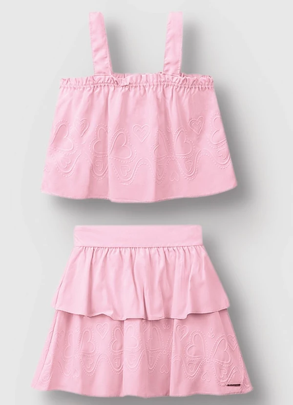 Carinhoso - Conjunto Corações em Puff Menina Rosa Claro
