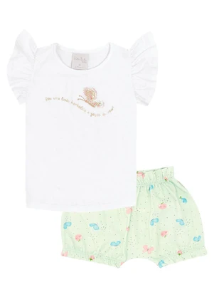 Pulla Bulla - Conjunto Cotton Menina Branco - PULLA BULLA