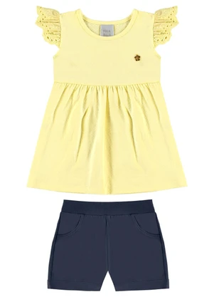 Pulla Bulla - Conjunto Cotton Leve Trabalhado Amarelo - PULLA BULLA