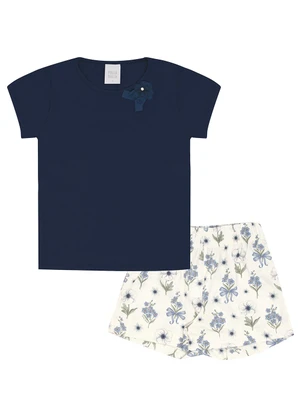 Pulla Bulla - Conjunto Cotton Leve Trabalhado Azul - PULLA BULLA