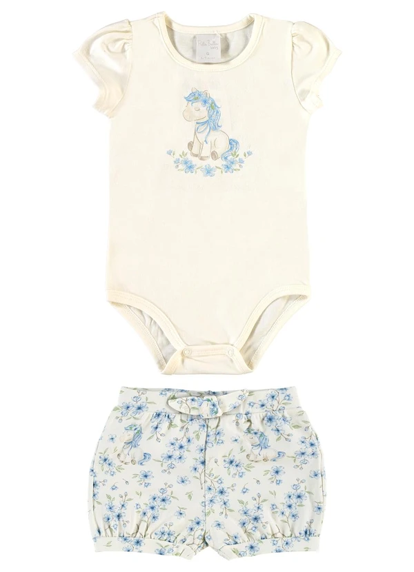 Pulla Bulla - Conjunto Cotton Leve Trabalhado Bege