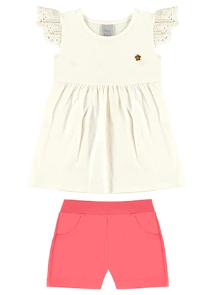 Pulla Bulla - Conjunto Cotton Leve Trabalhado Bege - PULLA BULLA