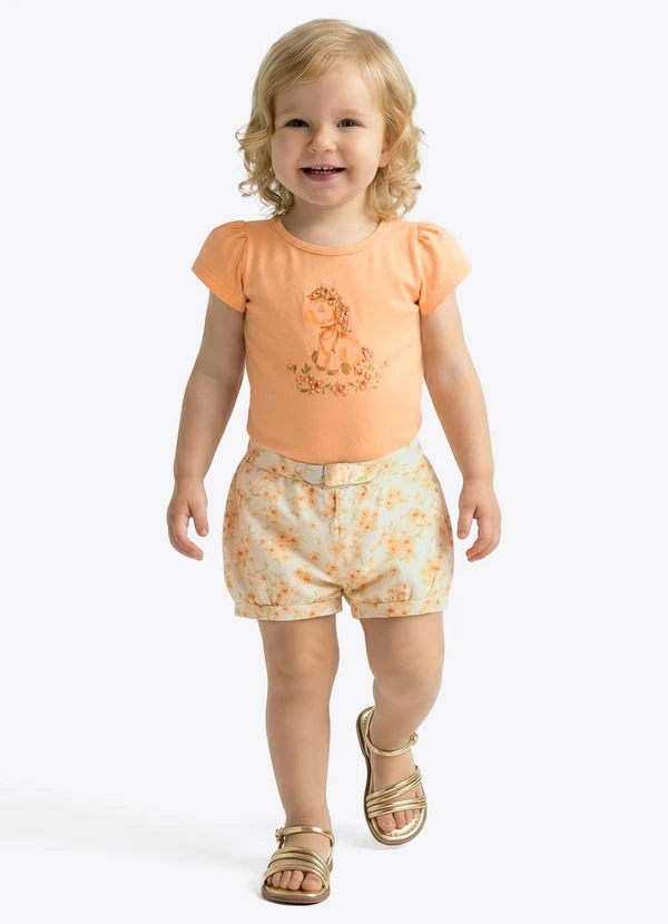 Pulla Bulla - Conjunto Cotton Leve Trabalhado Laranja