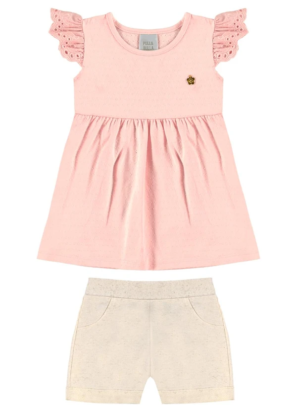 Pulla Bulla - Conjunto Cotton Leve Trabalhado Rosa
