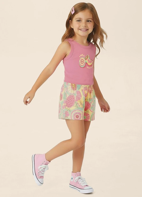 Malwee Kids - Conjunto Cropped Basket Full Of Colors Rosa