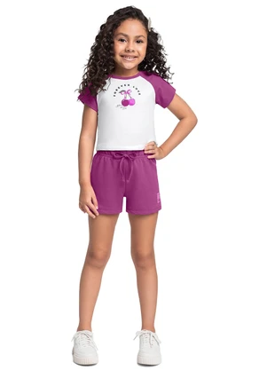 Bee Loop - Conjunto Cropped Cerejinha e Short Branco - BEE LOOP