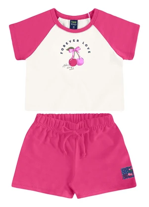Bee Loop - Conjunto Cropped Cerejinhas e Short Bege - BEE LOOP
