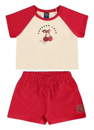 Bee Loop - Conjunto Cropped Cerejinhas e Short Bege - BEE LOOP
