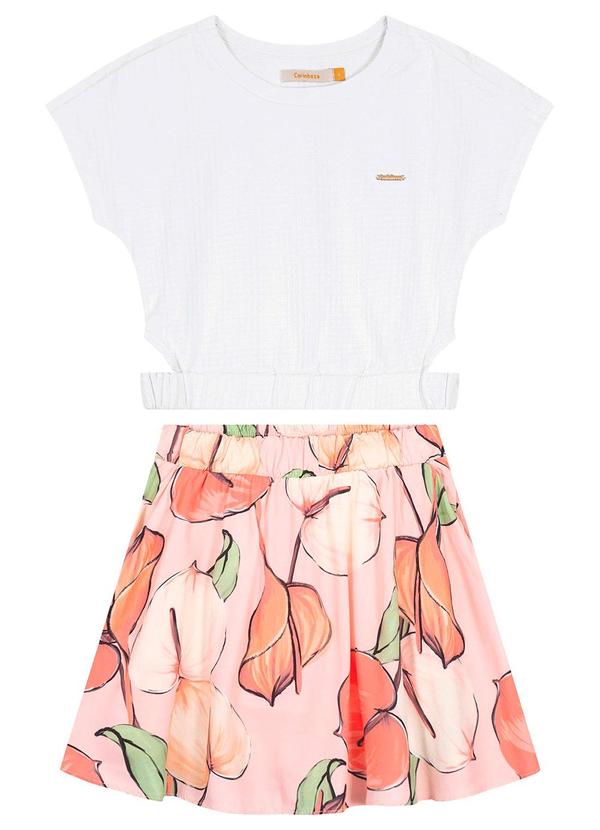 Carinhoso - Conjunto Cropped com Antúrio Menina Branco