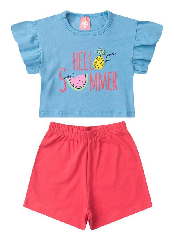 Rosa Azul - Conjunto Cropped com Babado na Manga Iaia Azul