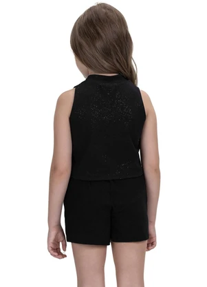 Trick Nick - Conjunto Cropped com Shorts com Glitter Preto - TRICK NICK