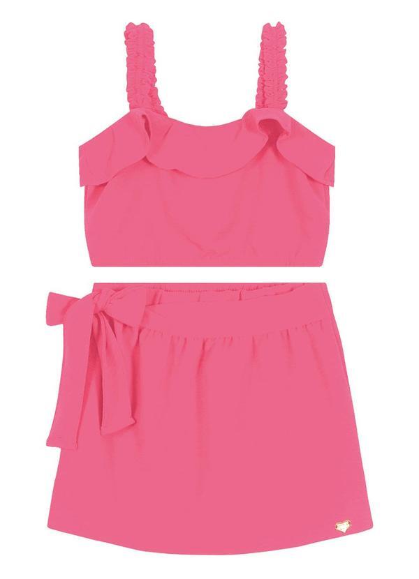 Trick Nick - Conjunto Cropped com Shorts-Saia Rosa