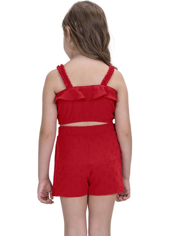 Trick Nick - Conjunto Cropped com Shorts-Saia Vermelho 2