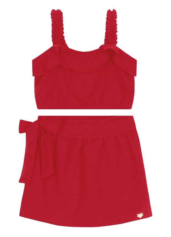 Trick Nick - Conjunto Cropped com Shorts-Saia Vermelho 3