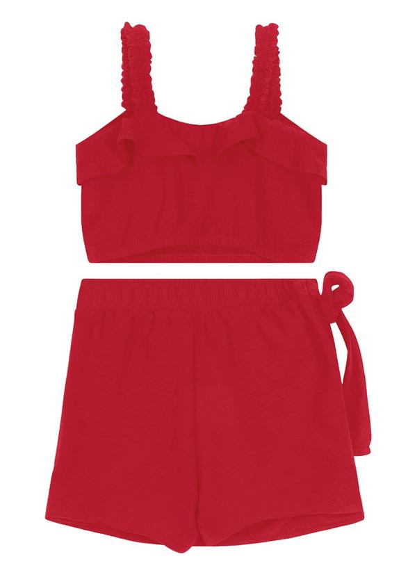 Trick Nick - Conjunto Cropped com Shorts-Saia Vermelho 4