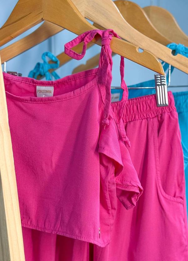 Pokótinha - Conjunto Cropped e Pantacourt em Viscose Rosa 3