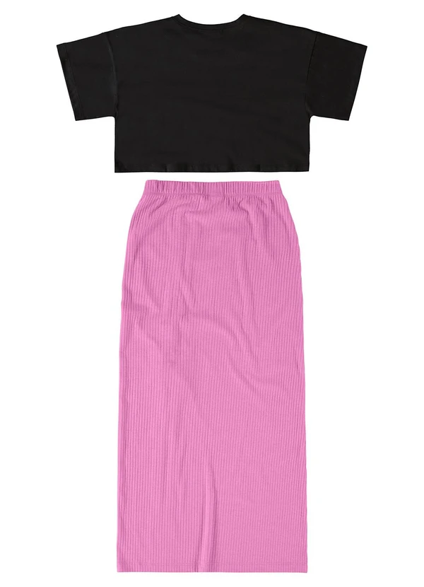 Gloss - Conjunto Cropped e Saia Infantil Preto 3