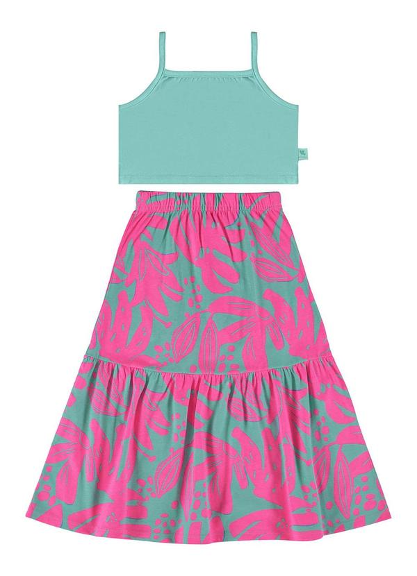 Bee Loop - Conjunto Cropped e Saia para Menina Verde