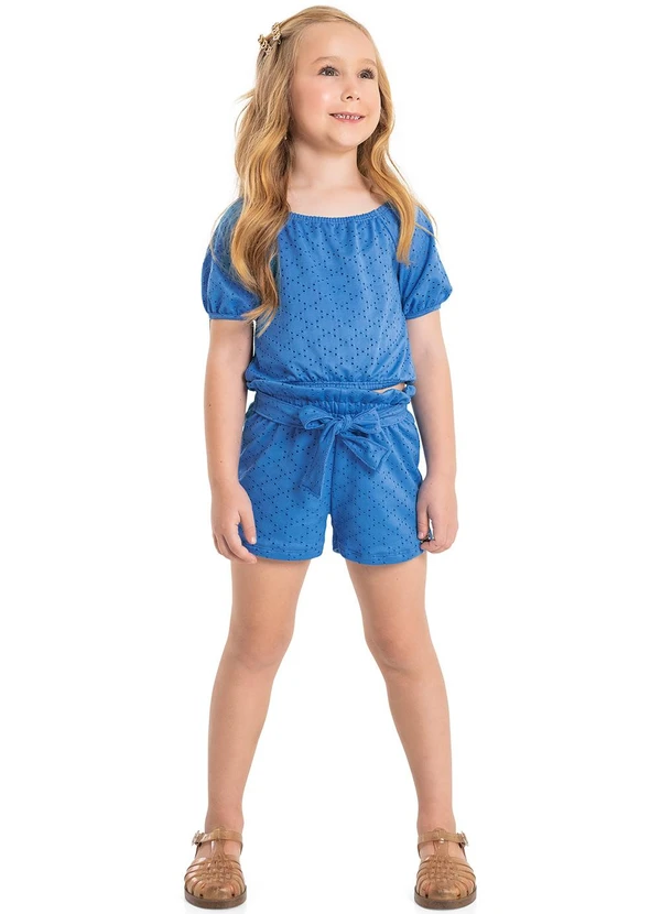 Quimby - Conjunto Cropped e Short Clochard Azul