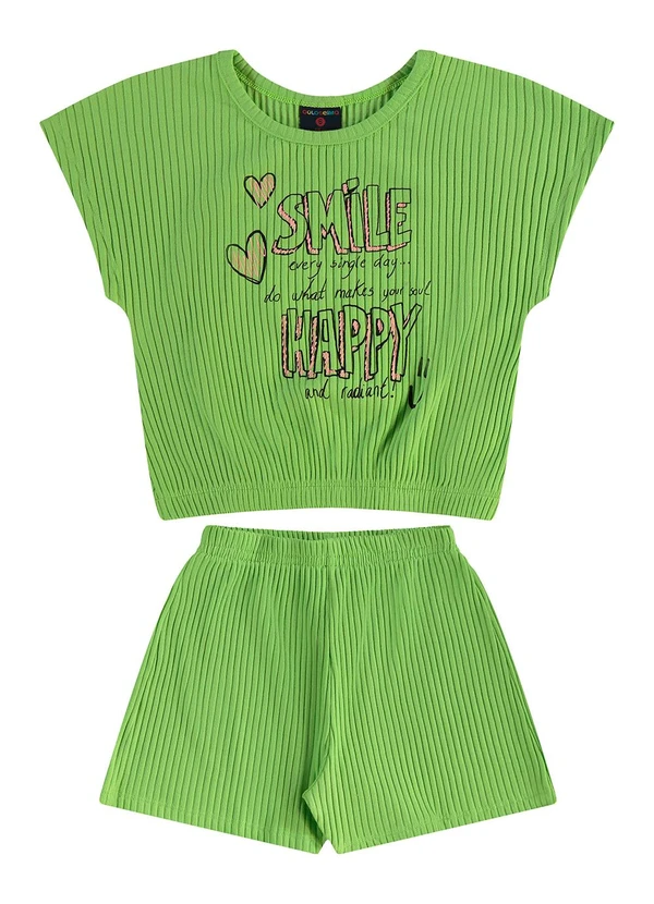 Guloseima - Conjunto Cropped e Short em Ribana Guloseima Verde