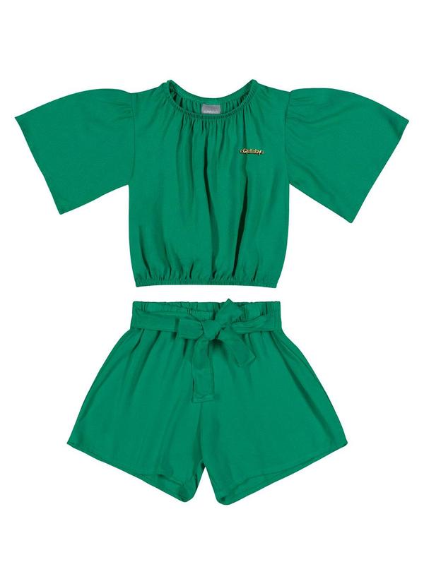 Quimby - Conjunto Cropped e Short Evasê Menina Verde 2