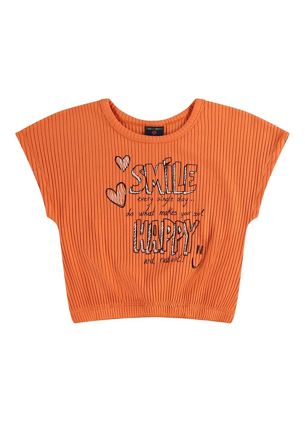 Guloseima - Conjunto Cropped e Short Ribana Laranja 2