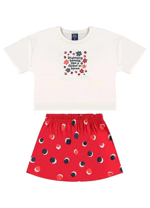 Bee Loop - Conjunto Cropped e Short-Saia Bege