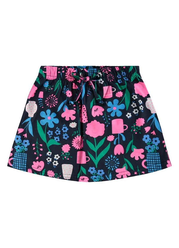 Bee Loop - Conjunto Cropped e Short-Saia Floral Bege 4