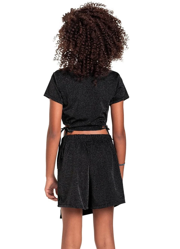 Gloss - Conjunto Cropped e Short-Saia Juvenil Preto 2