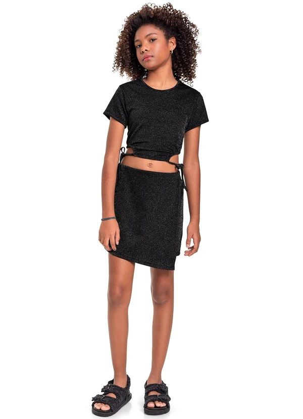 Gloss - Conjunto Cropped e Short-Saia Juvenil Preto 3