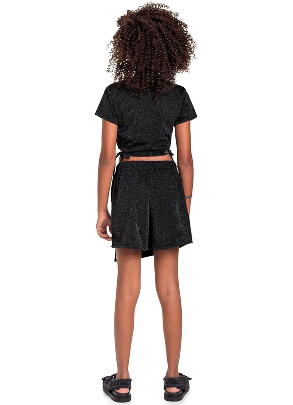 Gloss - Conjunto Cropped e Short-Saia Juvenil Preto 4
