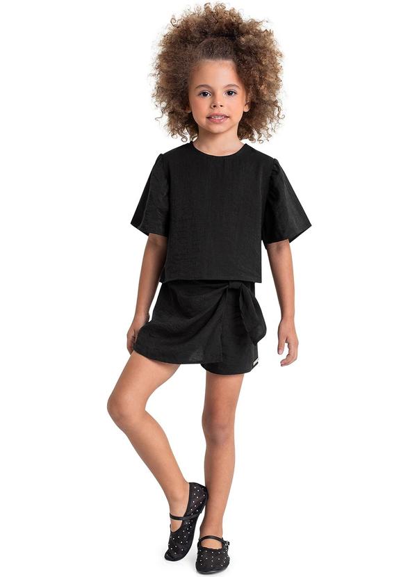 Quimby - Conjunto Cropped e Short-Saia Preto