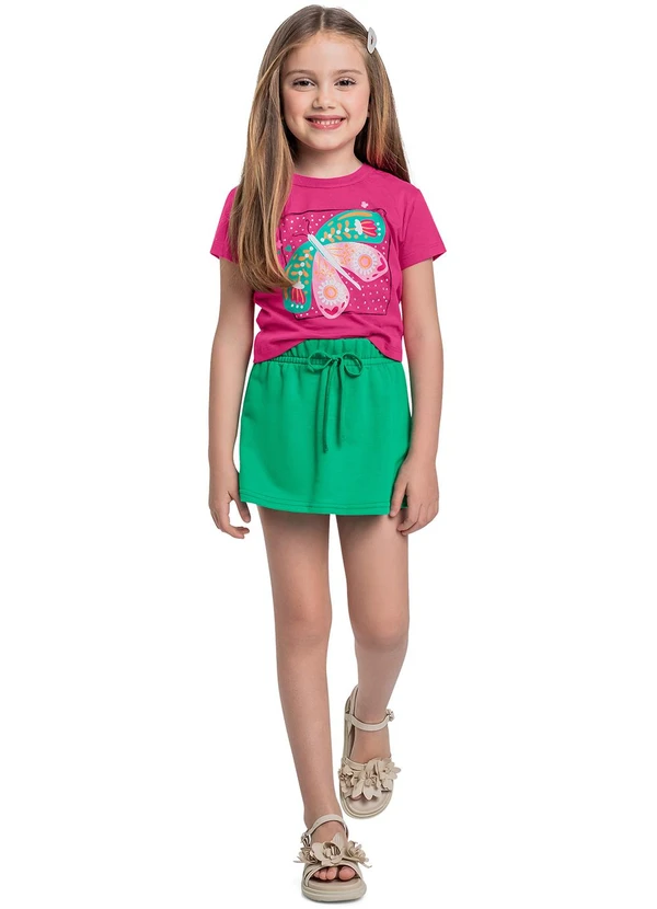 Bee Loop - Conjunto Cropped e Short-Saia Rosa 1