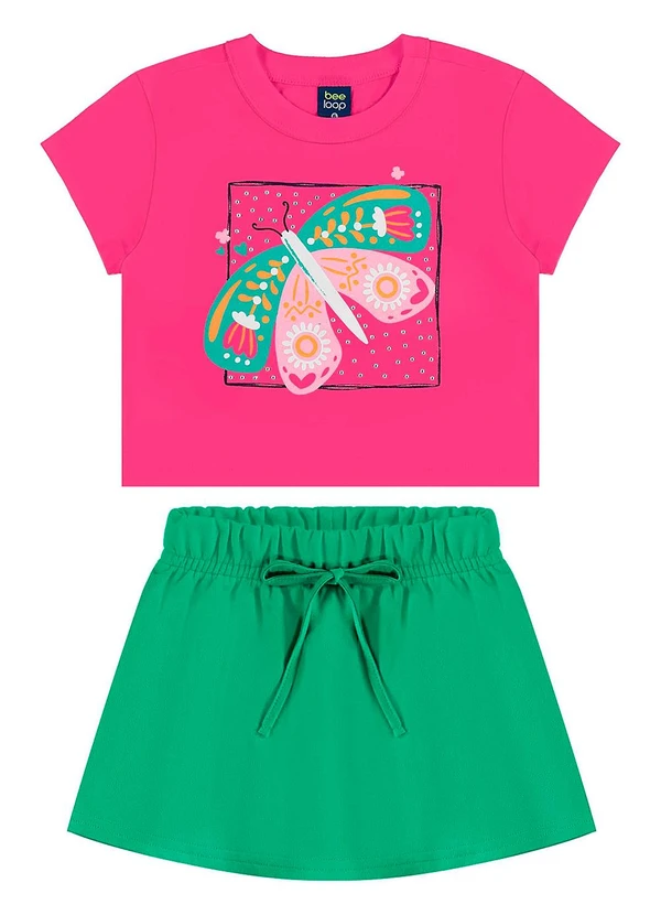 Bee Loop - Conjunto Cropped e Short-Saia Rosa 3