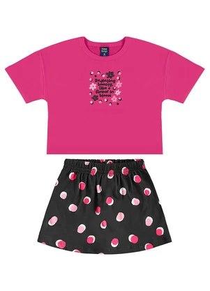Bee Loop - Conjunto Cropped e Short-Saia Rosa - BEE LOOP