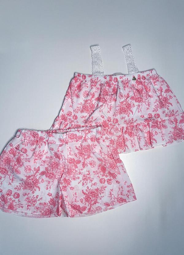 Pokótinha - Conjunto Cropped e Shorts em Olympea Rosa