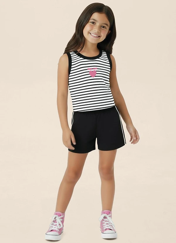 Malwee Kids - Conjunto Cropped Girls Team Preto