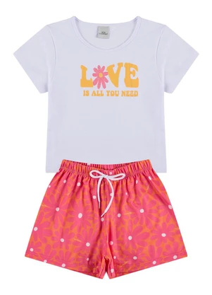 Vida Costeira - Conjunto Cropped Infantil Manguinha Branco - VIDA COSTEIRA