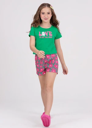 Vida Costeira - Conjunto Cropped Infantil Manguinha  Verde - VIDA COSTEIRA