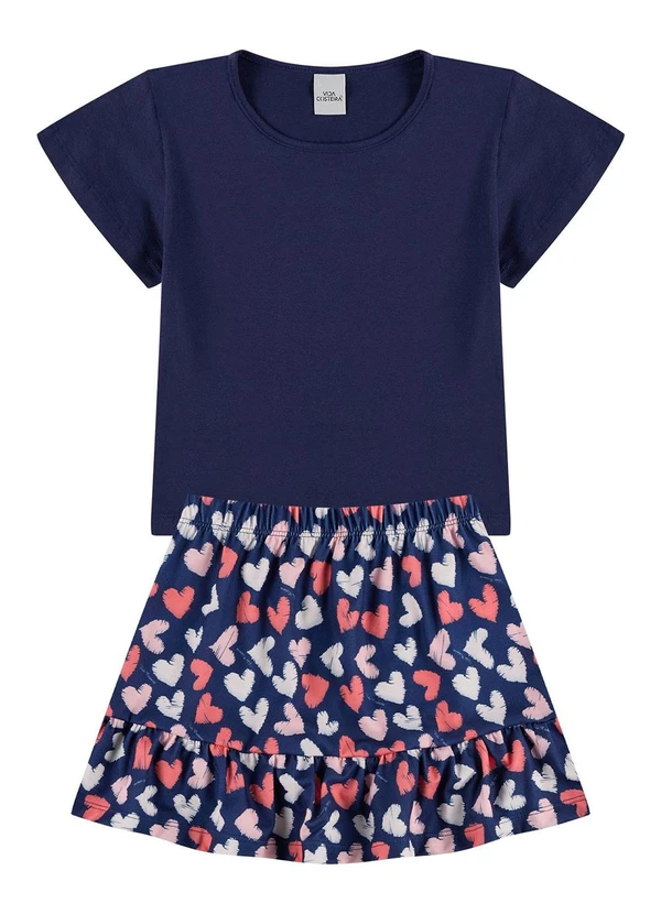 Vida Costeira - Conjunto Cropped Infantil Saia Rodada Azul 2