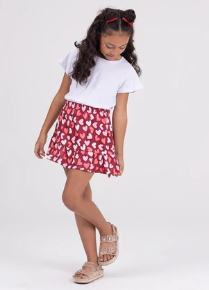 Vida Costeira - Conjunto Cropped Infantil Saia Rodada Branco - VIDA COSTEIRA