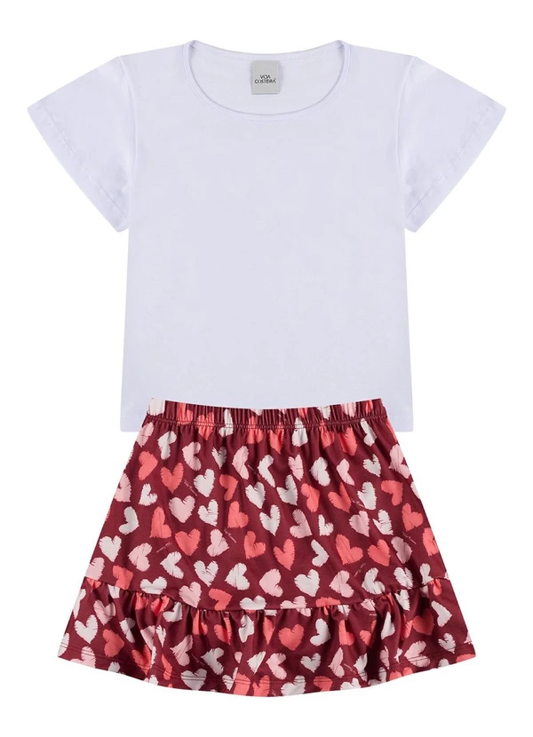 Vida Costeira - Conjunto Cropped Infantil Saia Rodada Branco 2