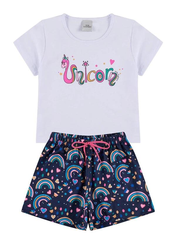 Vida Costeira - Conjunto Cropped Infantil Unicorn Fofo Branco 2