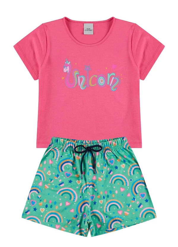 Vida Costeira - Conjunto Cropped Infantil Unicorn Fofo Rosa 2