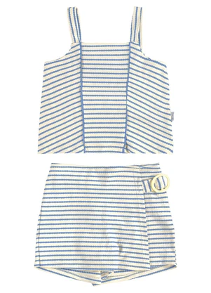 Malwee Kids - Conjunto Cropped Listrado com Fivela Azul - MALWEE KIDS